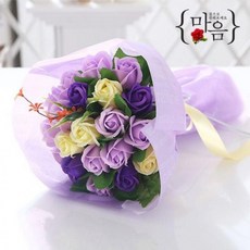 비누꽃 장미꽃다발 바이올렛 퍼플 생일선물 기념일 프로포즈 졸업식 감사인사 조화꽃다발, 1개, 장미20송이 바이올렛