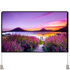 80吋鋁製框架幕 - 家庭劇院投影好選擇，簡易安裝，便攜設計, 黑底白幕84吋加厚框架幕