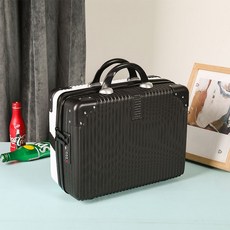 초경량 소형캐리어 트렁크 1박2일 가벼운 승무원 여행용가방, 화이트 콤비 블랙 [스크럽 코너], 14인치 [표준타입+잠금없음]