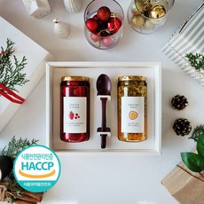 엔게티 수제청 선물세트(딸기라즈베리청 x 패션후르츠청) 프리미엄 수제 과일청, 1세트, 딸기라즈베리청+패션후르츠청+스푼+선물박