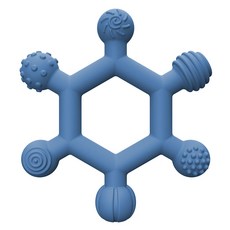 DFMEI 新款兒童防吃手圓環硅膠牙膠嬰兒硅膠磨牙棒寶寶咀嚼器玩具, 1個, 如圖, 6角牙膠(藍色)