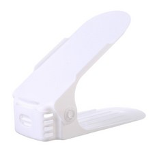 簡易可調式鞋架 室內拖鞋窄雙層收納架, 簡易款 白色, 1個