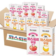 파스퇴르 전용목장 1급A원유 190ml 혼합2종 총12입( 딸기우유 6입 + 바나나우유 6입)