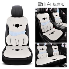 可愛考拉造型汽車坐墊 四季通用亞麻透氣座椅套, 1個, 雪山白立體考拉- 七件套:雪山白立體考拉- 七件套