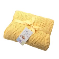 雪倫小舖 全棉洞洞毯包巾 嬰兒親膚透氣針織蓋毯, 橘黃