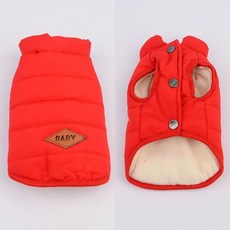 심플 레드 애견 패딩조끼, 1개