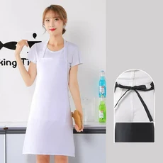 주방 민소매 허리 앞치마 폴리에스테르 작업복 셰프 베이킹 바베큐 홈 레스토랑 남녀공용 보호복 도구, 05 white