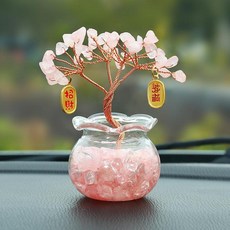 財運水晶樹汽車擺飾, 好運之樹 - 粉水晶, 1個