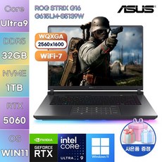 에이수스 2025 ROG 스트릭스 G16 코어Ultra9 지포스 RTX 5060, Eclipse Gray, 1TB, 32GB, WIN11 Home, G615LM-S5139W