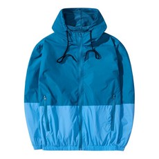 XiaoYouYu 남성용 경량 윈드브레이커 재킷 아웃도어 후드 포켓 우비 재킷 카키 3X-라지