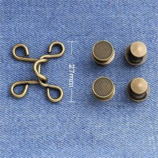 1/5SET 조정 금속 허리 제 가능한 진 DIY 바느질없는 의류 버튼 버클 패스너 스냅 핀 바지 분리형, 1 set, Small Bronze 27mm