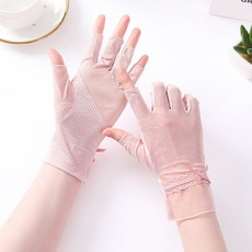 히트앤씨 3944 레이스리본 반장갑 여성 운전장갑 봄 여름장갑 쿨 아이스 자외선차단 심플 손가락장갑