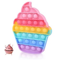 아이스크림 피젯 장난감 푸시 버블 감각 장난감 만 3 4 5 7 8세 유아용 실리콘 스트레스 해소 작은 물건 생일 파티 선물 교실 상품 여행 피젯 여아 남아 성인용, 컵케익