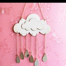 手工DIY捕夢網風鈴材料包 森系創意DIY 幼兒園教室室內裝飾清新風鈴, 雲朵雨滴（材質包）, 1個