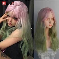 AOSI 금발 트윈 공주 자연 짧은 머리 합성 가발 여성용 앞머리 내열성 프레 헤어, 66, 1개