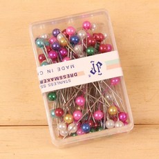 다채로운 라운드 진주 머리 바늘 스티치 스트레이트 푸시 바느질 핀 양재 DIY 바느질 도구 위치 100 개/상자, 색상 100pc