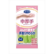 ファミリーPremium touch添加玻尿酸保濕耐用防滑家事手套, 中厚型(內裹毛) 綠色, 1套