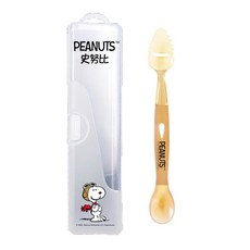 小媽咪團購趣史努比 SNOOPY 刮刮泥兩用湯匙 兒童餐具 湯匙 勺子 湯勺 方便攜帶 附盒子, 1個, 咖啡色勺