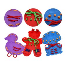 크리에듀 동물 실꿰기 보드 9p 1595 선물 유아 어린이집 장난감 아기 교구, 1세트