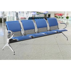 대기실 의자 진료실 사무실 스테인리스 공항 대기 관공서, 4인용 블루 전체 쿠션 포함