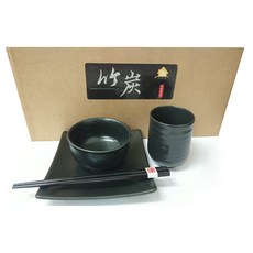 竹炭餐具兩入組 竹炭餐碗 竹炭杯子 竹炭筷子, 1個