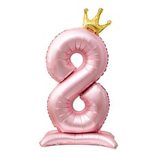 쏙쏙마켓 대형 스탠딩 숫자 은박 풍선 생일파티 라이트 핑크, 1개, 숫자 8