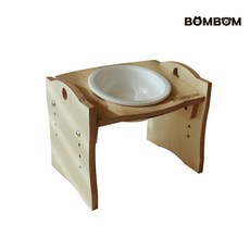 BOMBOM 봄봄 고양이 강아지 밥그릇 (높이조절가능) / 자작나무 원목식기 / 반려동물용품 / 도자기밥그릇 / 강아지식기 / 고양이식기 / 고양이 강아지 모두사용가능, 봄봄 높낮이 조절 1구 애견식기(그릇포함), 1개