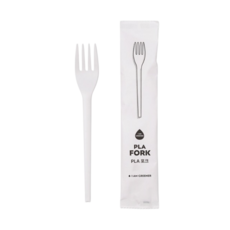 아이엠그리너 친환경 일회용 포크 종이 개별포장 화이트, 1개, 100개입