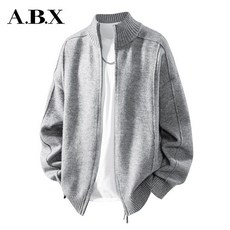 秋冬簡約百搭純色外套男士拉鍊休閒寬鬆毛衣情侶針織立領開衫