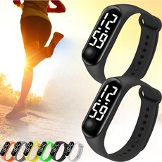 프리소 초경량 LED 건강 방수 스포츠 손목 시계 밴드형, 블랙+블랙, 1개