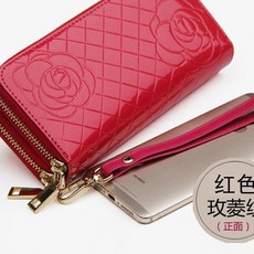 手拿包招財時尚錢夾，大容量光涼麵皮長夾，可放手機真皮錢包，時尚黃色長款女用錢包