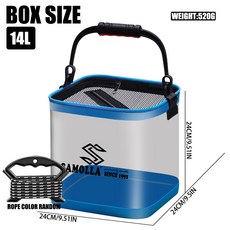 釣友俱樂部 加厚EVA 折疊打水桶 垂釣用品 漁具, 高透藍邊14L,高透打水桶