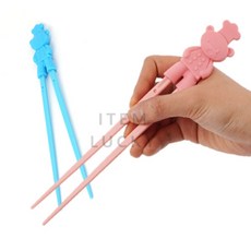 ITEM LUCKY 실리콘 아기젓가락 연습용젓가락, 블루