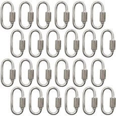 24Pcs 퀵 링크 스테인리스 스틸 D자형 잠금 카라비너, 1/8" / 3.5mm