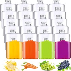 그런 다음 뚜껑이 있는 플라스틱 병 24팩 투명 주스 평평한 물병 플라스크 음료 우유 차 알코올 주류용 재사용 가능한 미니 용기10온스를 쇼핑하세요, 10 oz