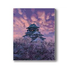 MANTO 台灣製造 DIY數字油畫 日本花海歐洲風景 初學者專用, 彩霞大阪城, 1套
