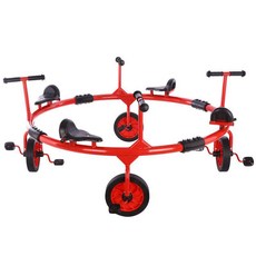 DFMEI 幼兒園兒童三輪車雙人幼教兒童三輪車戶外小孩腳踏玩具車, 6206紅色四人轉(耐磨橡膠輪):如圖