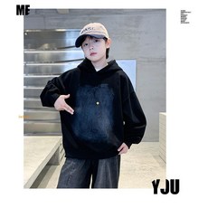 SunburstWonder 아동 가을겨울 신형 후드티 남녀아 패션 트렌드 보온 상의 멋진 외투