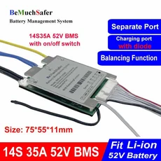 7S 10S 12S 13S 14S 35A 배터리 BMS 36V 48V 52V 밸런스 기능 스위치 온도 센서 DIY 전기 자전거용, 10 14S35A with SW