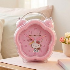 산리오 플라워 알람시계 키티 무소음 탁상시계 어린이 아동용 인테리어 자녀 방 꾸미기, 핑크