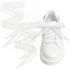 4 Pairs 3CM Wide Fancy Lace Shoelaces 47 Inch Long White Shoe Laces for Sneakers Hollow Flat Stri
