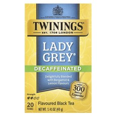 트와이닝스 플레이버 홍차 레이디 그레이 디카페인 20 Twinings Flavored Black Tea Lady Grey Decaffeinated 20 Tea Bag, 1개, 40g, 1개입