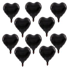 올리브파티 하트 은박풍선 18인치 45cm 파티용품 세트, 10매, 블랙