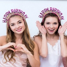 생일 축하 머리띠 헤어밴드 소품 생일머리띠 파티 홈 생파 인싸 왕관, 진핑크 2개