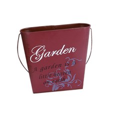 shangren 다기능 벽 교수형 주석 양동이 꽃병 펜 홀더 저장 배럴, 레드, 1개