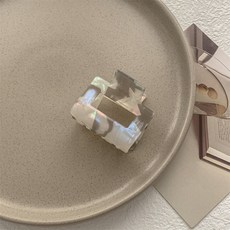 高級感仿醋酸鯊魚夾 後腦勺髮夾 氣質網紅髮飾 韓系簡約髮夾 女仕日常造型配件+小方爪-幻彩灰+默認顏色