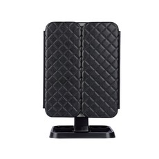 KOLKO 三折LED化妝鏡帶燈光，高清三面折疊檯燈化妝鏡，可調光便攜式梳妝鏡, 黑色