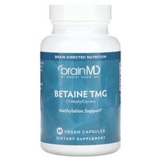 BrainMD 브레인MD 베타인 TMG 60 비건 캡슐 캡슐당 500mg 보충제, 1