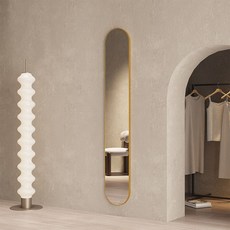 좁은공간 원형 타원형 긴거울 벽걸이 전신거울 거울 슬림 대형 스탠드 인테리어 전신 아치형, 1. 아니요, 120x25 골드 프레임 HD 방폭