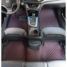 지엠지모터스 자동차 매트 카매트 퀼팅 가죽 바닥 장판 시공 효과 1열 2열 플로어 호환매트, 레드